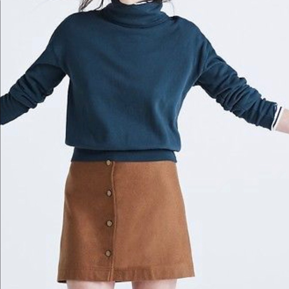 Madewell Front Button Wool Blend A-Line Mini Skirt